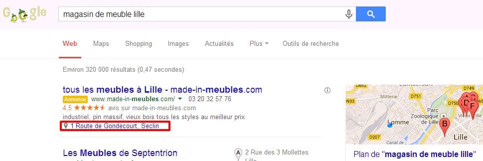 extension de lieu adwords