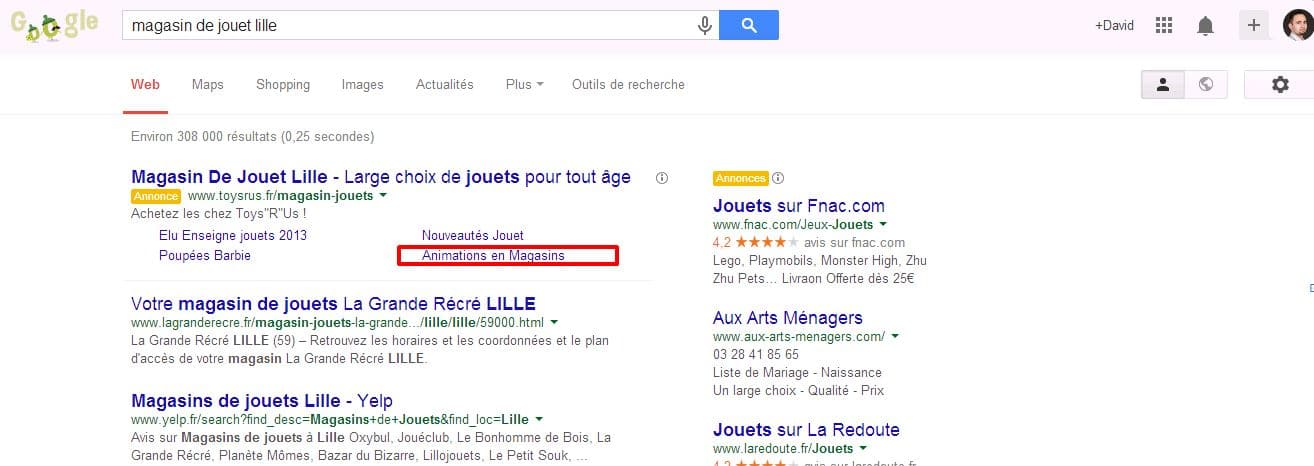 sitelinks web to store
