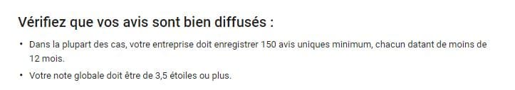 nombre avis étoiles adwords